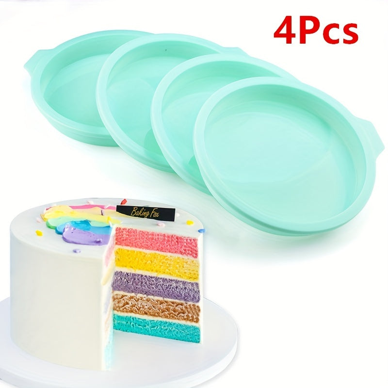 Set of 4 Silicone Cake Molds Round Non-Stick Baking Tools for Cakes and Pastries