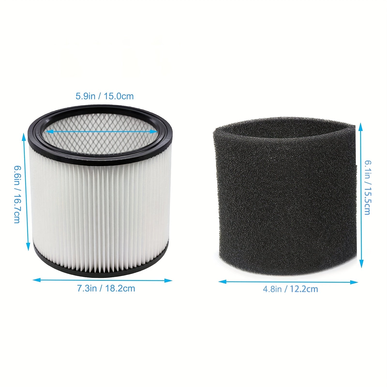 Yuqori samarali chang filtrlari - 90304 do'kon vakuum filtrlari uchun universal 4 ta to'plam, mustahkam, qayta ishlatiladigan va ko'p modellarga mos keladi - qora