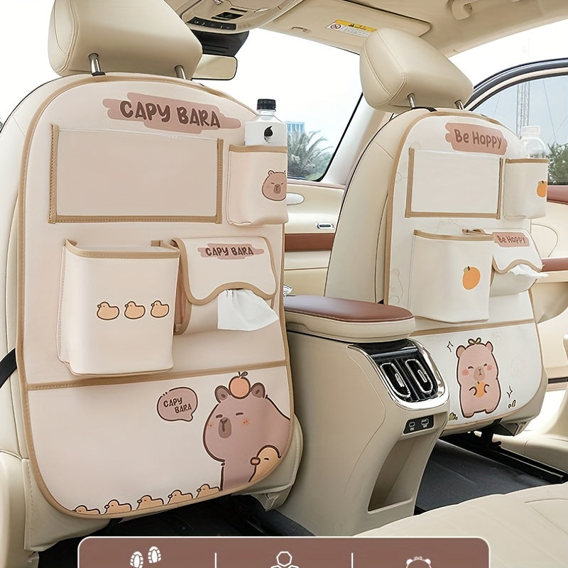 Bolalar uchun PU charm avtomobil o'rindigi tashkilotchisi, tishli tutqich va axlat qutisi bilan