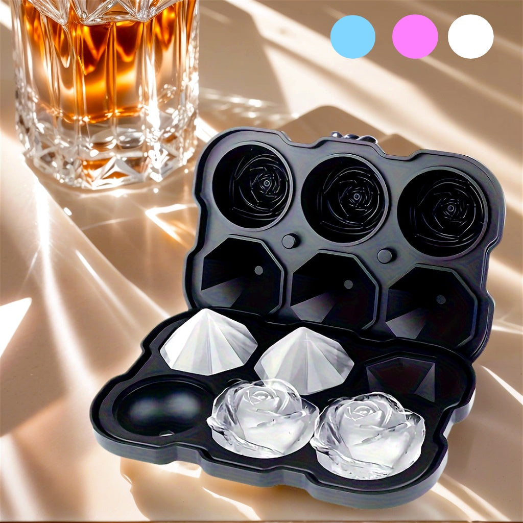 2-in-1 Muzqaymoq Qutisi Duo Diamond va Rose Muzqaymoq Formasi Katta Kubiklar Viski va Ichimliklar uchun