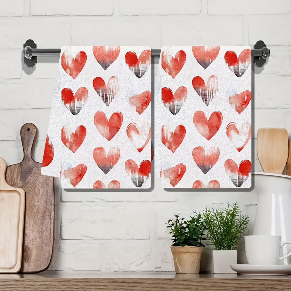 Paquete de 2 toallas de cocina para el Día de San Valentín, ultra suaves y absorbentes, 40x60cm, con estampado de corazones y animales