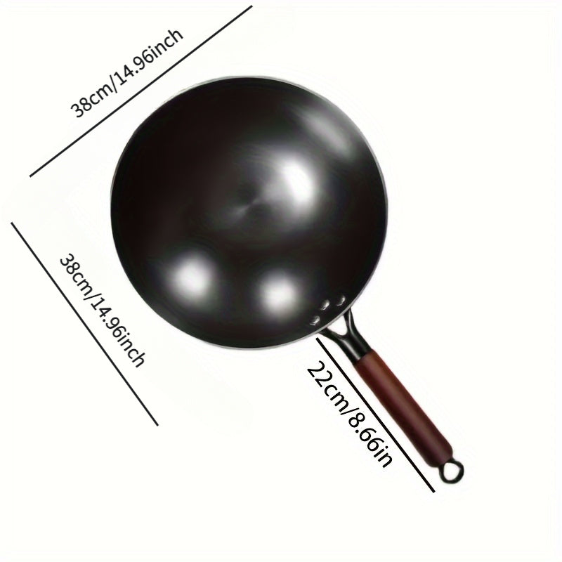 Cast Iron Skillet 10 Inch Black with Wooden Handle for Home Kitchen