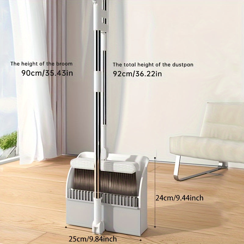 Hand Broom and Dustpan Set for Hard Floors with Plastic Handle and Hair-Resistant Design