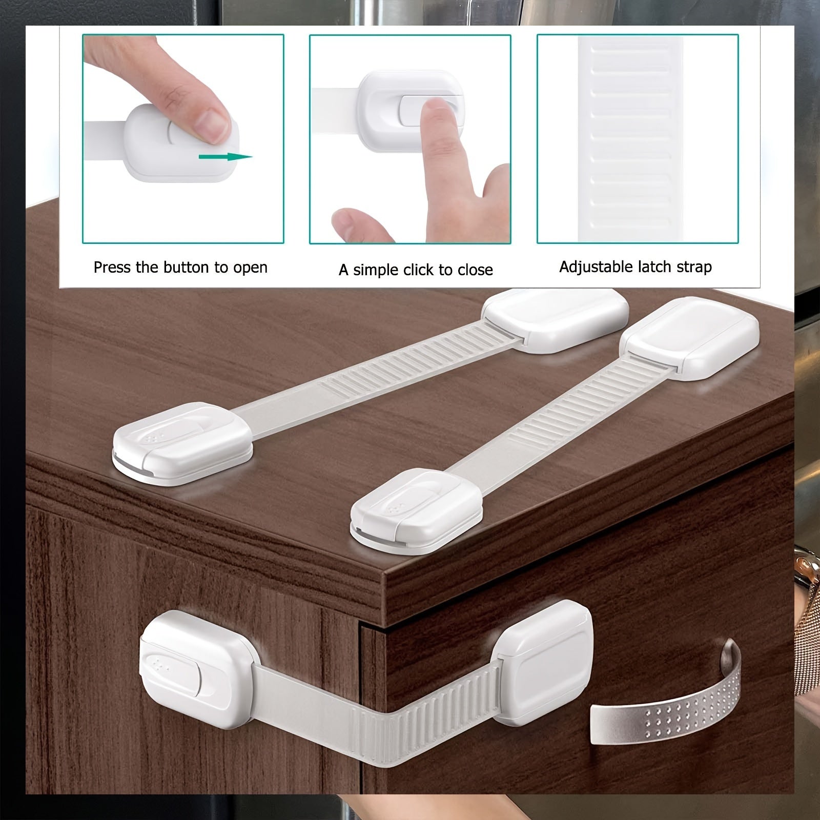 Set of 6 or 12 Child Safety Locks for Drawers Cabinets and Fridges