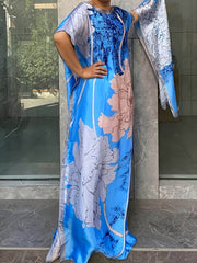 Plus Size Floral Dress Longline Short Sleeve Crew Neck Spring Summer