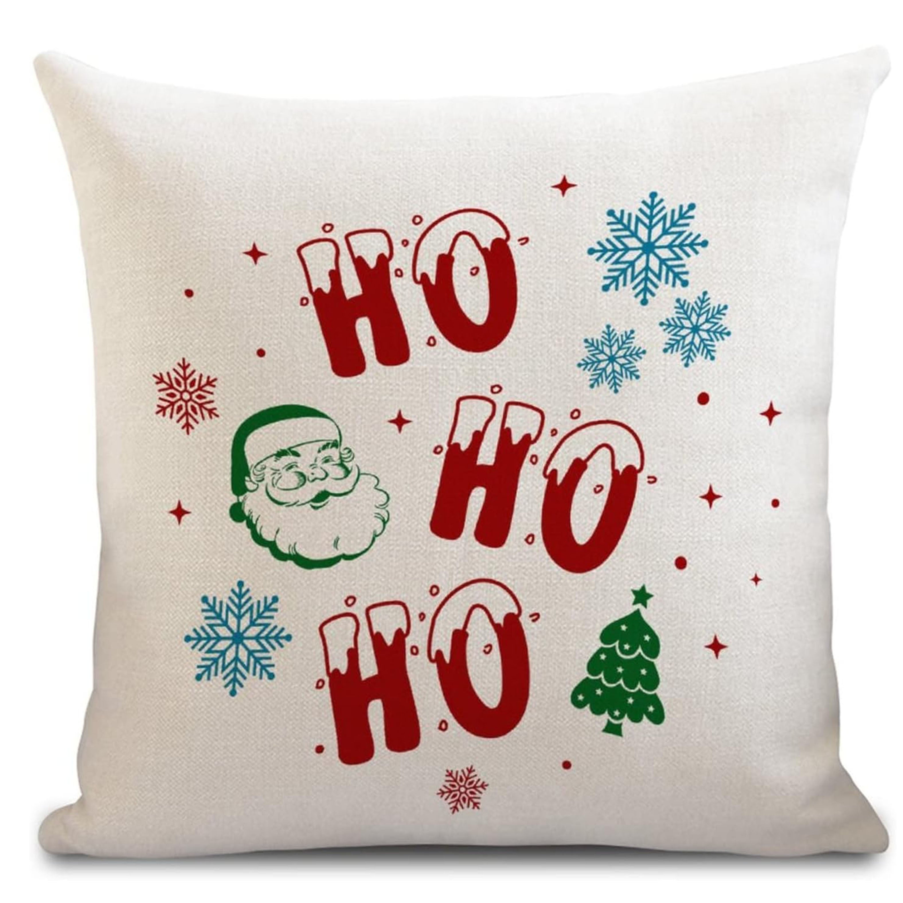 Festive Linen Christmas Pillowcase with Zipper and Single Sided Print 1pc