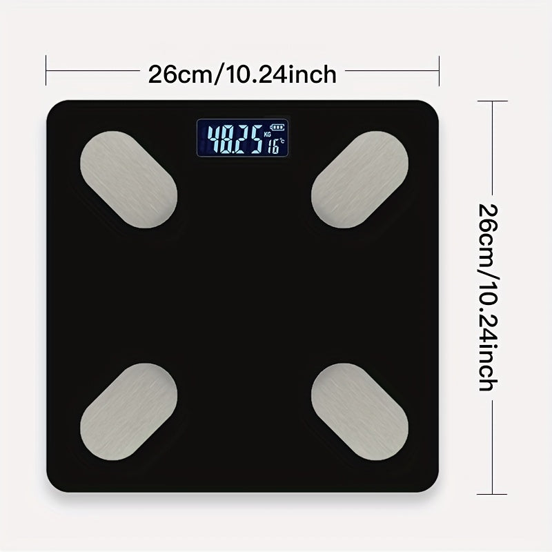 Smart Body Fat Scale with App Connectivity Tempered Glass Panel Indoor Temperature Weight Measurement Max 180kg