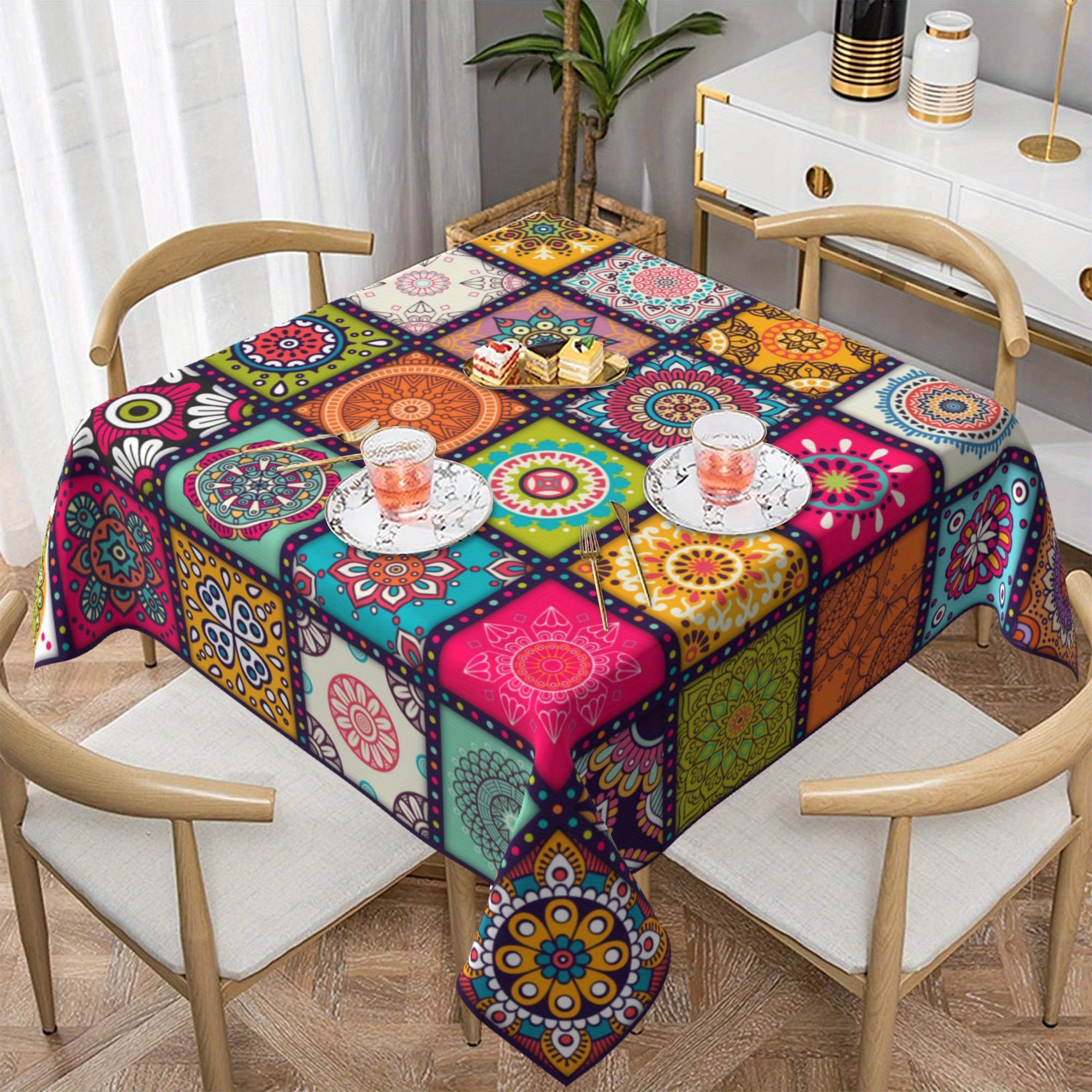 Bohemian Polyester Mandala Tablecloth for Festivals and Home Decor