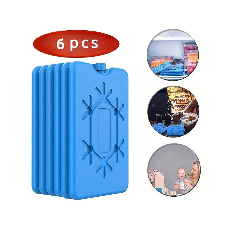 Set of 6 Reusable 200mL Ice Packs for Food Cooling Lunch Bags Picnics Camping