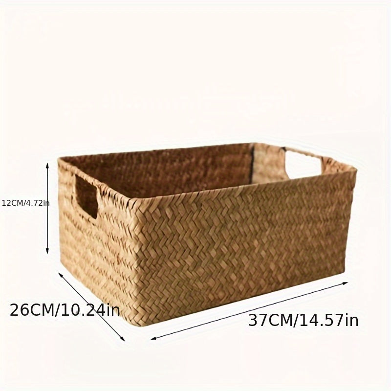 Shimoliy uslubda to‘g‘ri to‘g‘ri to‘qilgan saqlash savati, ish stoli yoki qishloq bezaklari uchun ideal, Janubiy Koreya IKEA dizaynidan ilhomlangan.