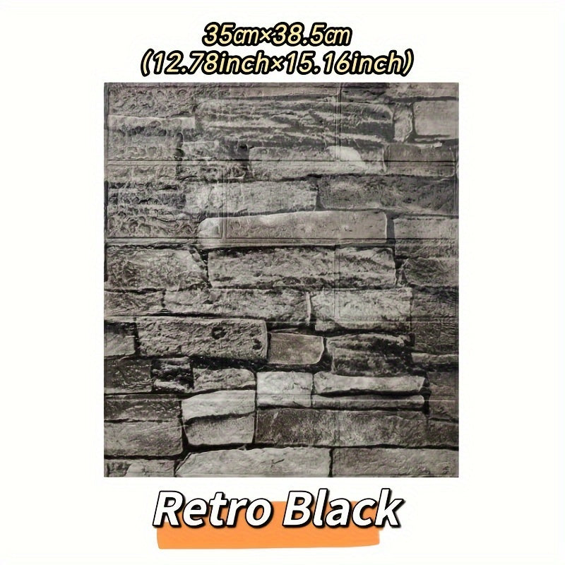 15pcs 3D Retro Brick Pattern Wall Tile Stickers Waterproof Easy to Apply for Kitchen Bathroom Living Room