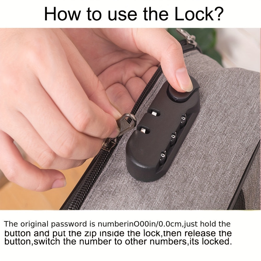 Synthetic Leather Document Bag with Combination Lock Water-Resistant Zipper for Laptop Files