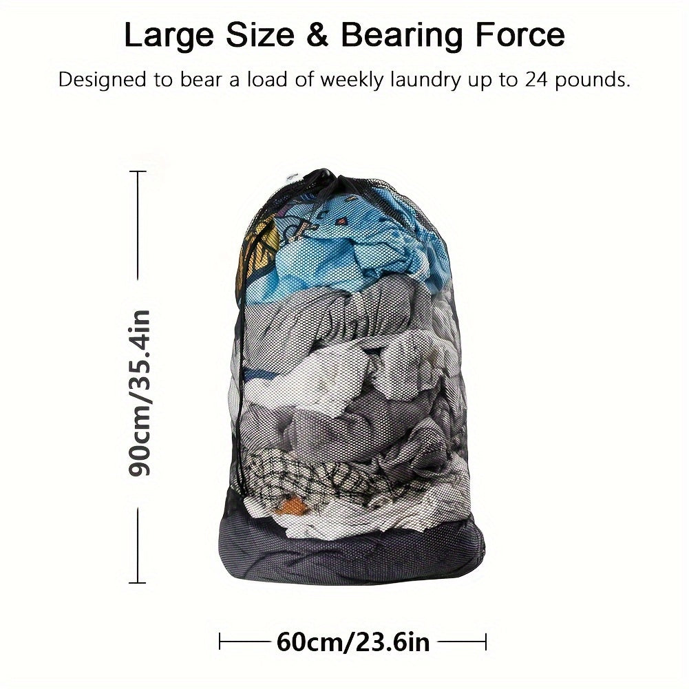 Mesh Laundry Bag with Drawstring Closure 68x92 cm Polyester Oval Travel Storage
