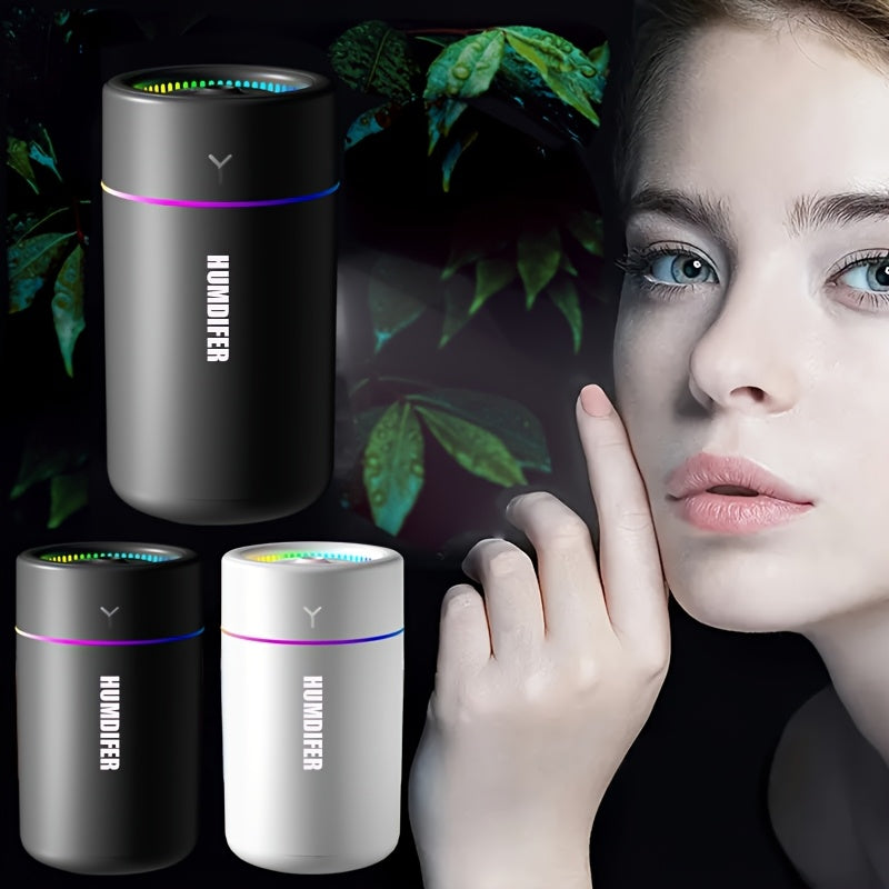 Mini Black USB Humidifier with LED Lights for Car Office Bedroom Travel