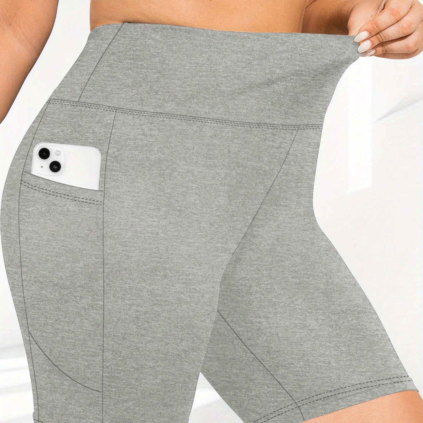 Женские шорты для йоги с высокой талией и карманами, дышащие с эластичной тканью