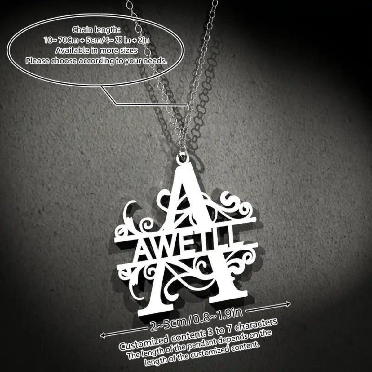 Personalized Initial Pendant Necklace Stainless Steel 18K Gold Plated Family Name Wreath