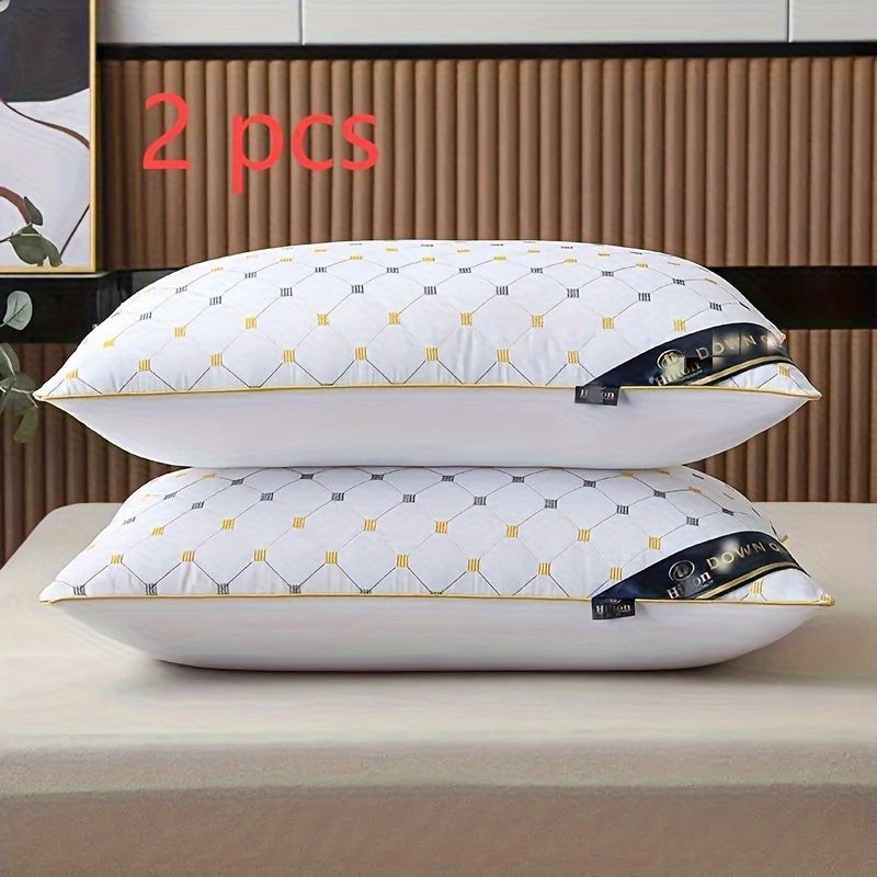 White 3D Pillow Cores with High Neck Support Set 48x76 cm Polyester Geometric Pattern