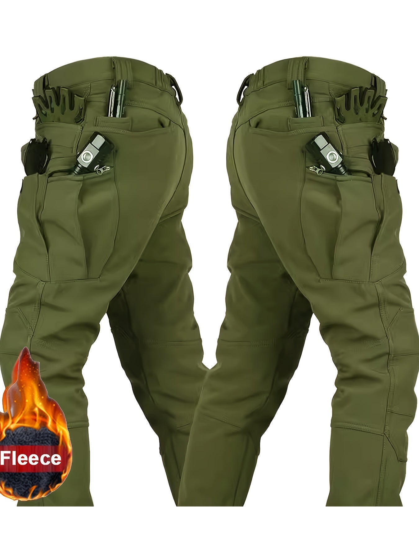 Men's Outdoor Sports Suit Hooded Soft Shell Jacket and Work Pants for Autumn Winter