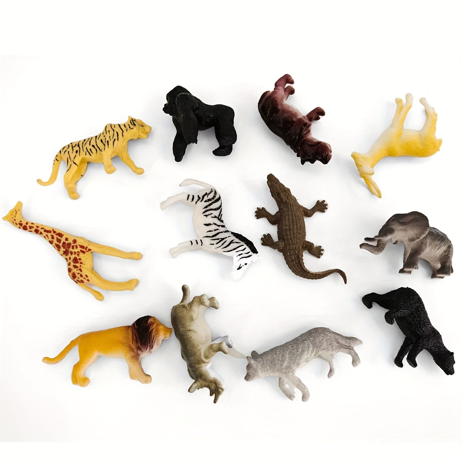 12-Piece Wildlife Animal Figurines Set for Kids Ages 3+ PVC Mixed Color
