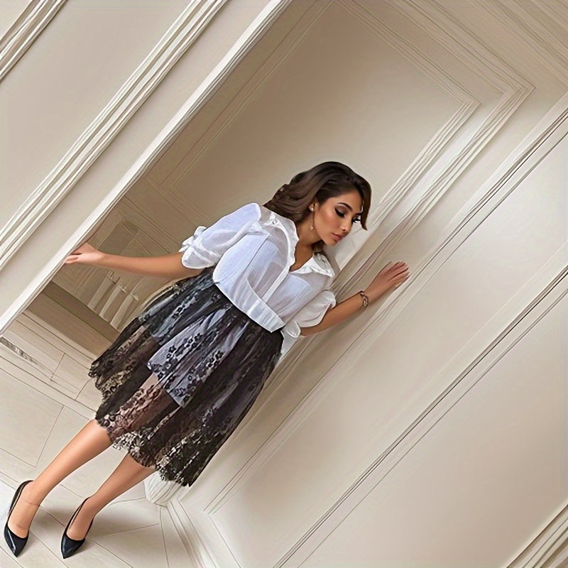 Victorian Gothic Lace Petticoat Skirt for Brides Polyester Romantic Layering Available in Two Lengths