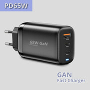 Быстрая зарядка GaN 65W USB C с 3 портами для ноутбуков, iPad, Galaxy, iPhone