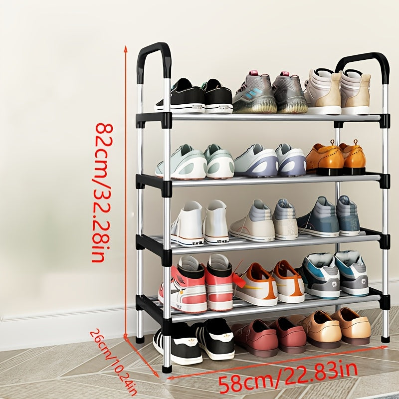 Black Metal Shoe Rack with 4-6 Tiers Dustproof Space-Saving Storage