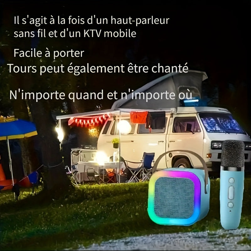 Wireless Karaoke Speaker with Microphones and Dynamic Lights for Home and Outdoor Use