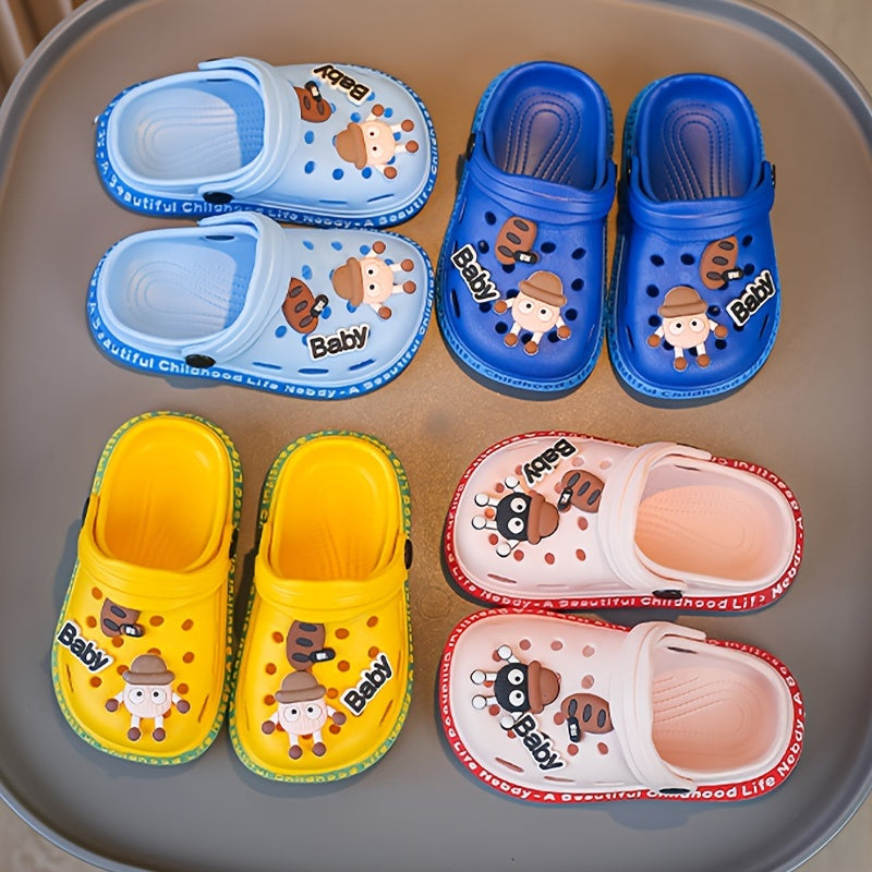Baby Boys Girls Breathable EVA Clogs with Cartoon Charms for Indoor Outdoor All-Season