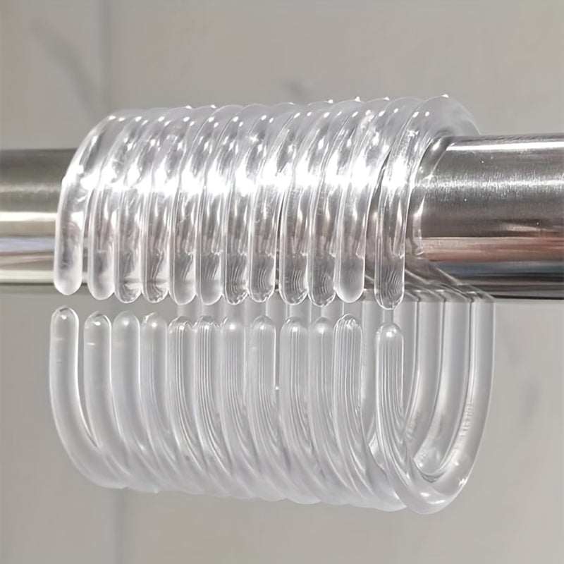 12 High-Quality Transparent Plastic Shower Curtain Hooks with Twistable Design