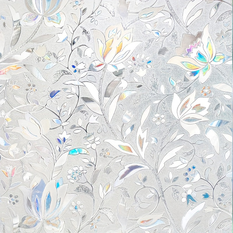 Sun Blocking Window Privacy Film with Stained Glass Design, Removable Static Cling