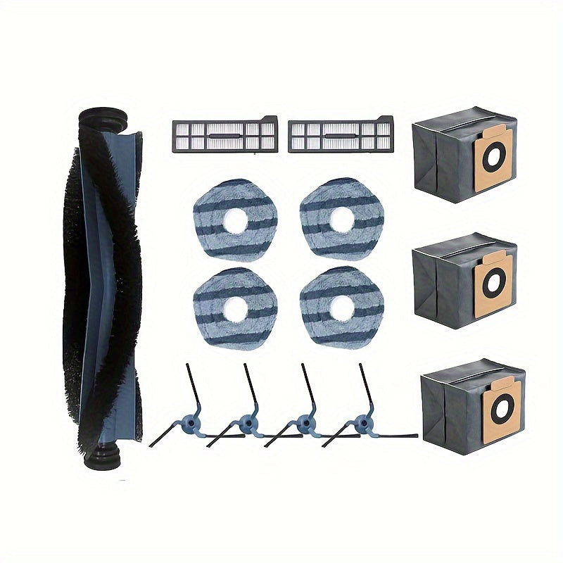 Комплект запасных частей для роботизированной пылесосной станции eufy X10 Pro Omni: 14 предметов - 1 основная щетка, 2 HEPA-фильтра, 4 моп-пада, 3 мешка для пыли, 4 боковых щетки