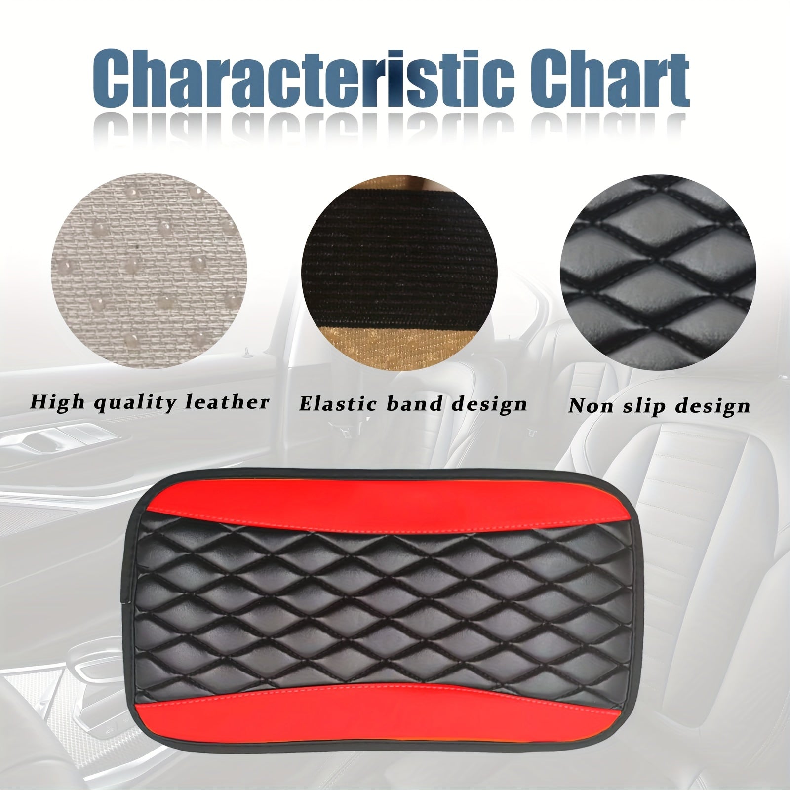 Multi-Color Car Armrest Box Cover Leather Quilted Interior Decor