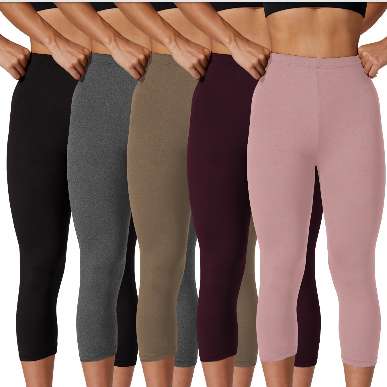 Women's Plus Size Soft Capri Leggings High Waist Yoga Workout Black Navy Blue