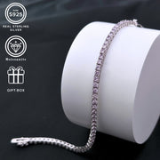Pink Sparkling Moissanite Silver Bracelet 9.6G Elegant Jewelry Gift