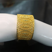 Gold Flower Bangle Bracelet with Rhinestones for Formal Events