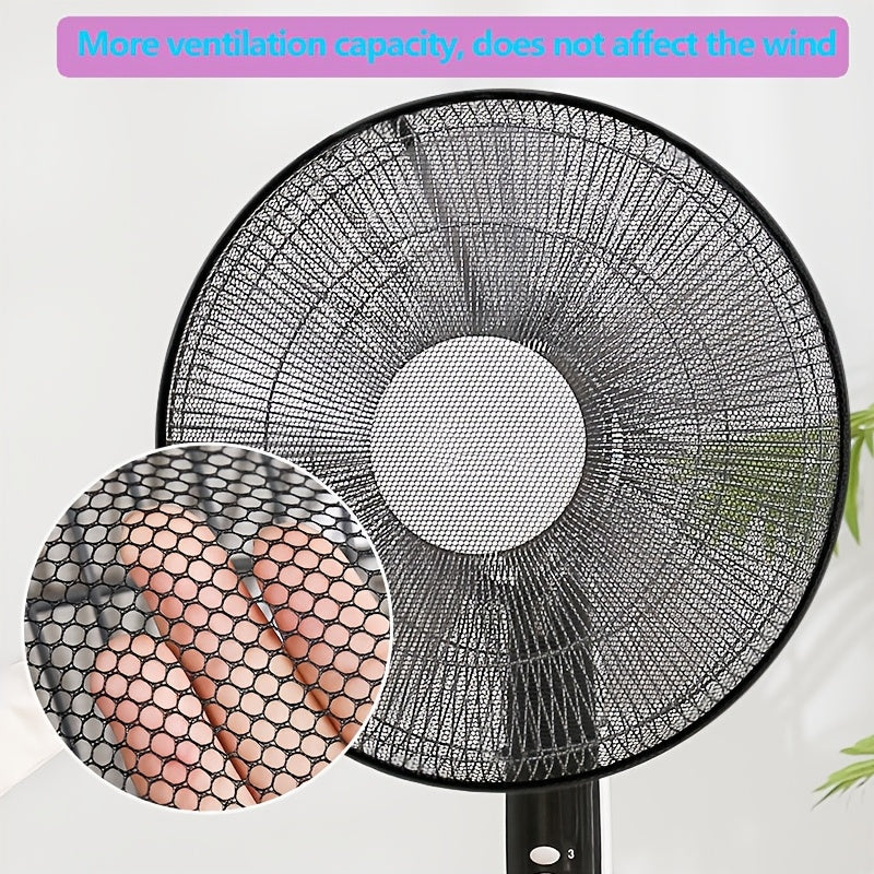 Anti-Pinch Fan Cover Safety Net Protects Hands Black White Accents 70cm