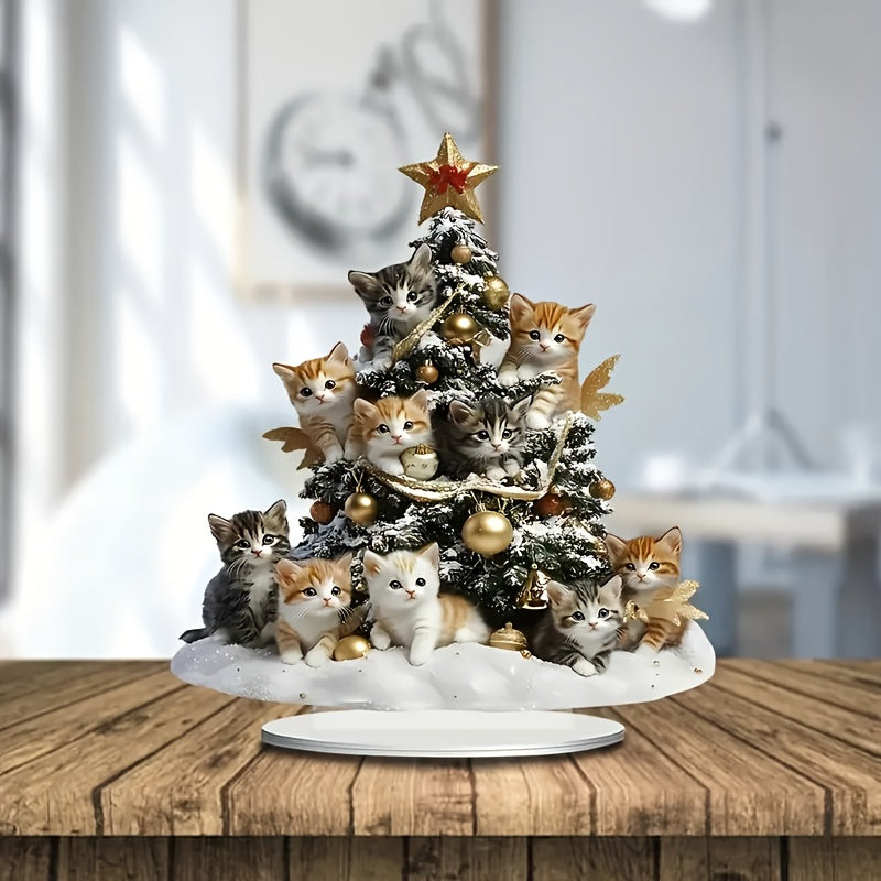 Boho Akril Mushuk Rojdestvo Daraxti Dekoratsiyasi, Stol usti Kattalar Oltincha, Bayram Dekori