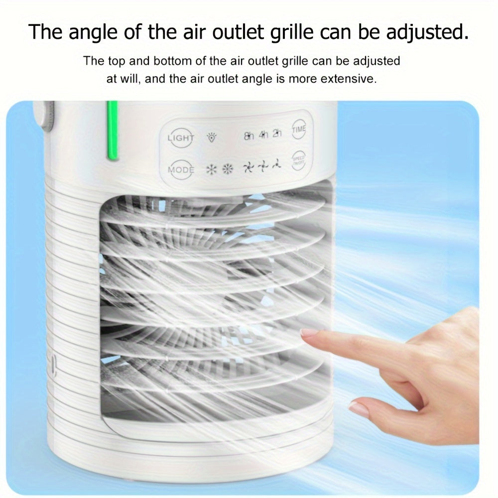 Rangli chiroqlar bilan portativ mist ventilyatori, 3 tezlik, USB quvvati, sensorli boshqaruv