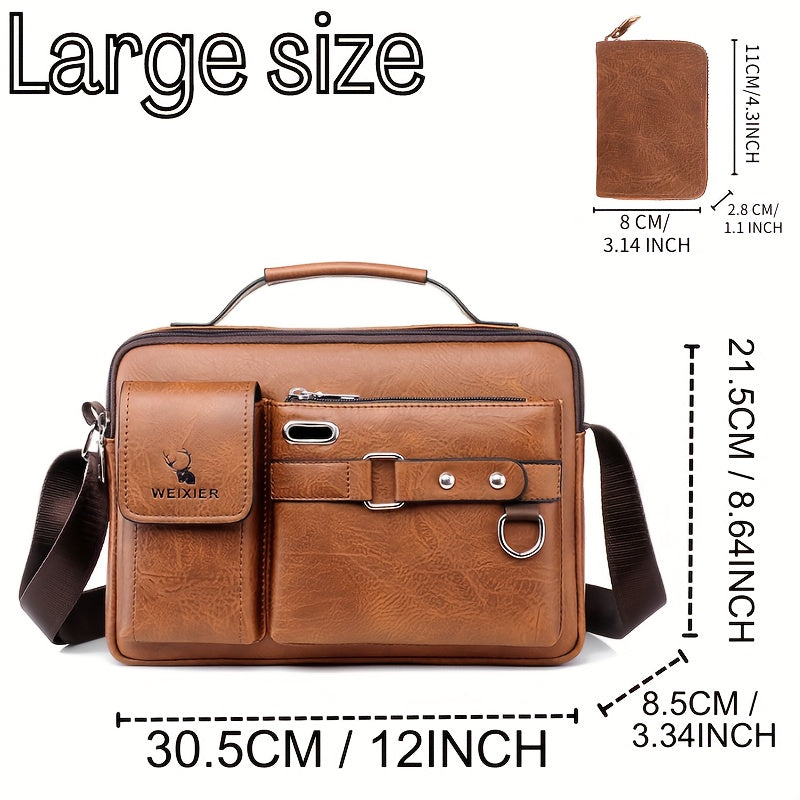 Shoulder Bag Set Includes Satchel Casual Bag and Card Holder Wallet PU Material for Going Out
