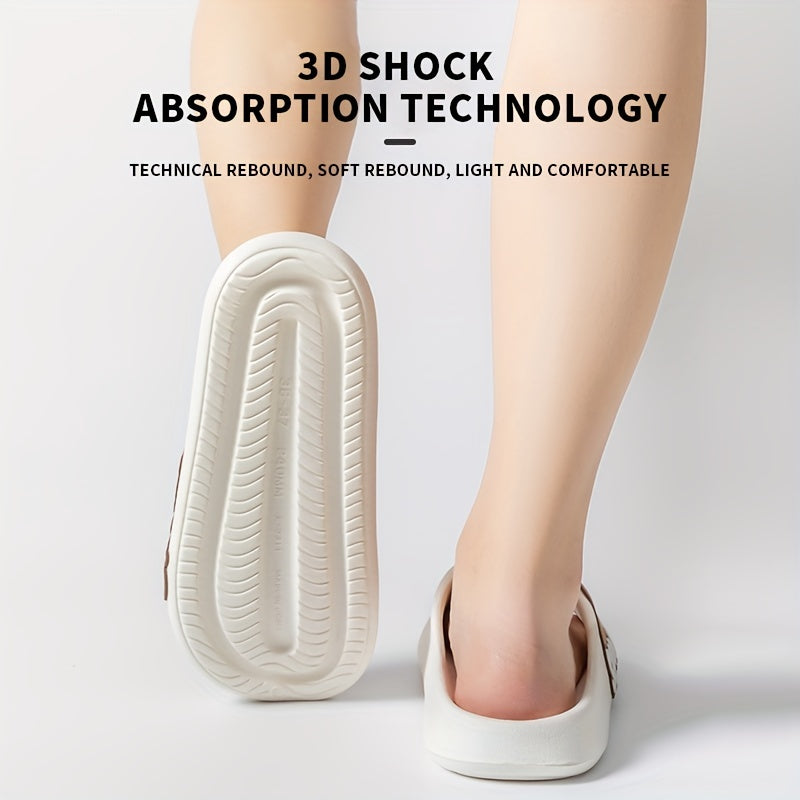 Women's Cartoon Bear Print Slides Casual Soft Sole Pillow Shoes