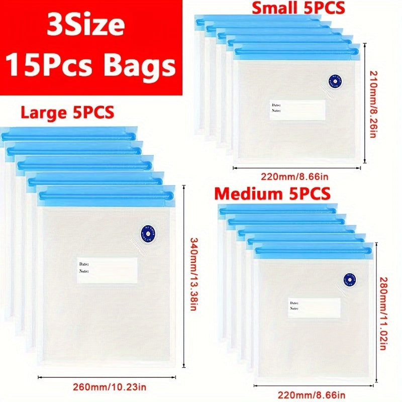Reusable Food Vacuum Storage Bags Set in Various Sizes for Fresh Food Preservation