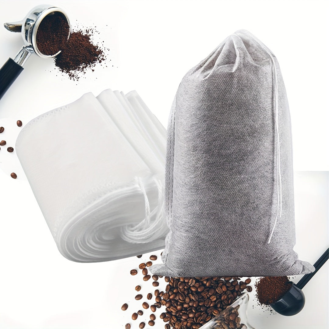 100 Pieces PET Cold Brew Coffee Filter Bags with Drawstring 10x15cm for Tea Herbs Spices