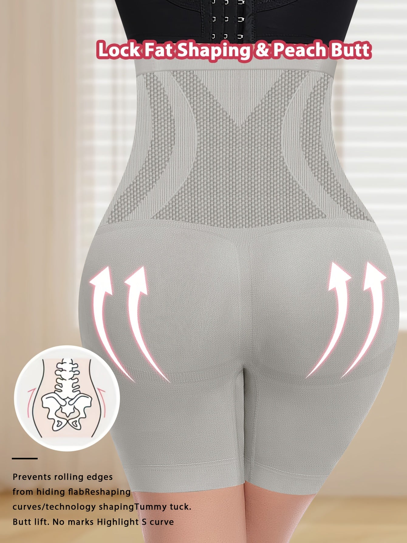 High-Waisted Tummy Control Shapewear for Women Seamless Butt Lifting Shorts Nylon Polyester Elastane Solid Color