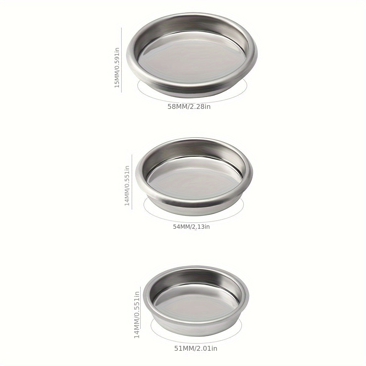 Kofe aksessuari samarali tozalash uchun - 51/54/58mm ko'rinmas filtr qo'shimchasi bilan zanglamas po'latdan yasalgan espresso mashinasi orqa oqim savati