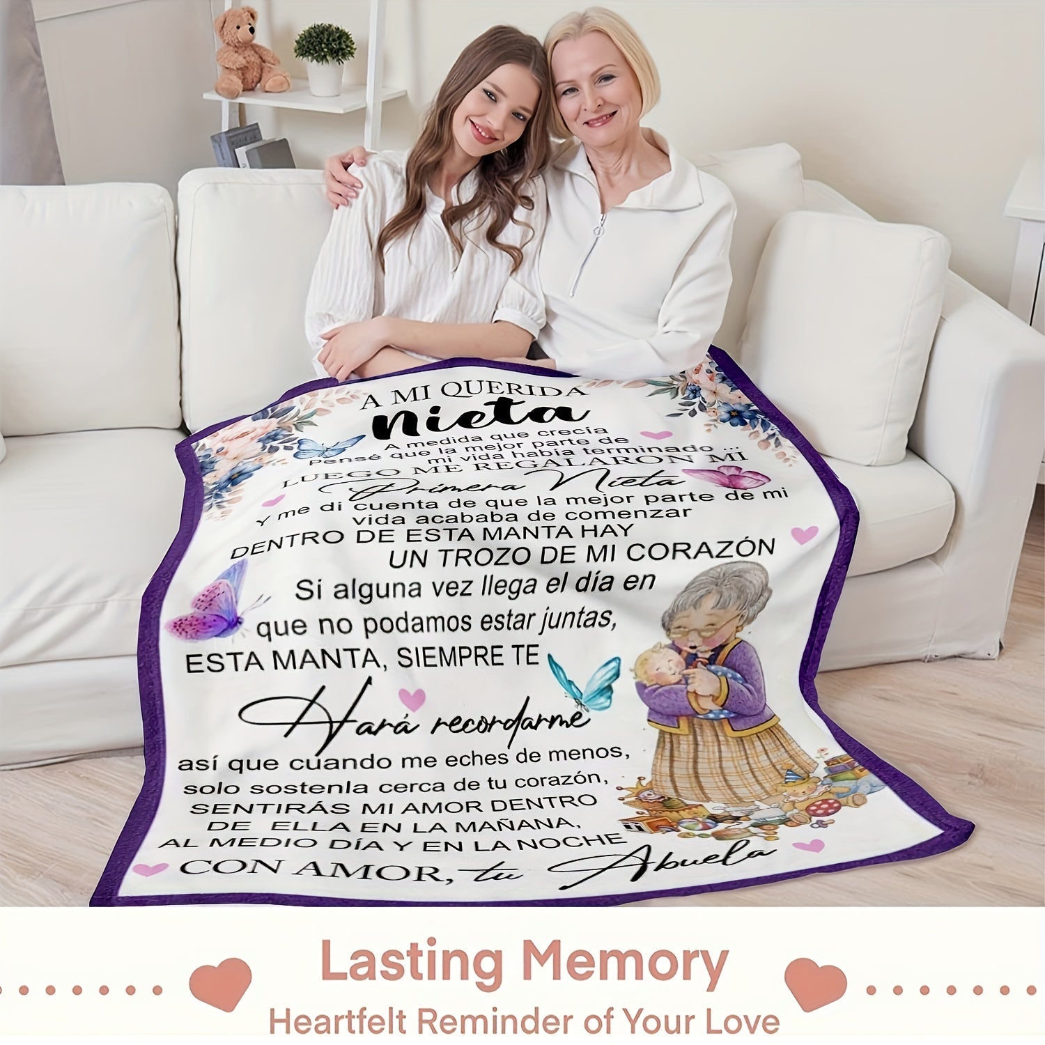 Butterfly Floral Print Throw Blanket for Girls Ultra-Soft Flannel Cozy Lightweight Sofa Bed Travel