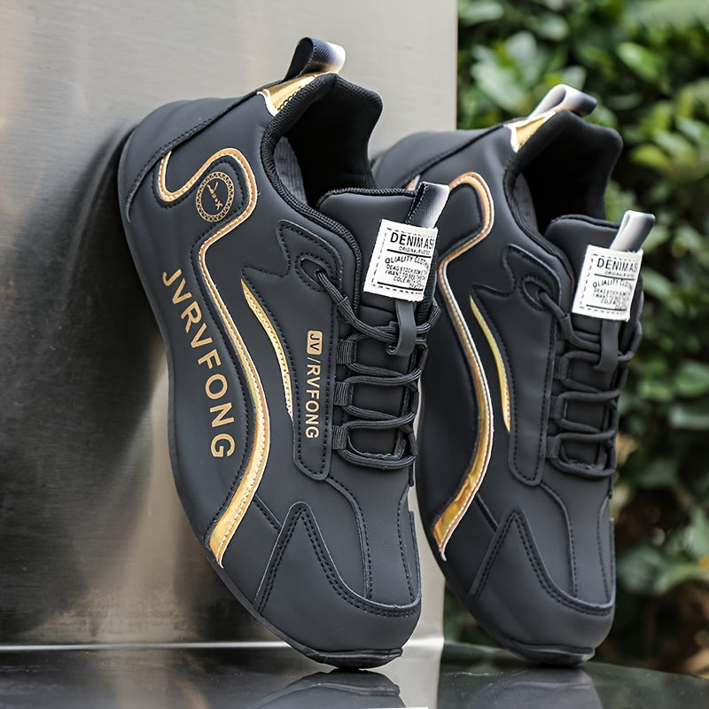 Men's Casual Skate Shoes Solid Color Low Top Lace-Up Breathable Fabric Insole PU Sole