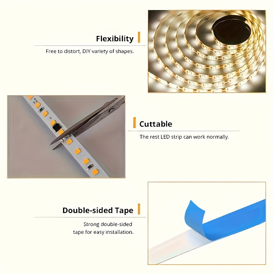 USB-Powered LED Strip Lights with Motion Activation for Indoor Decoration Cabinets Closets TV