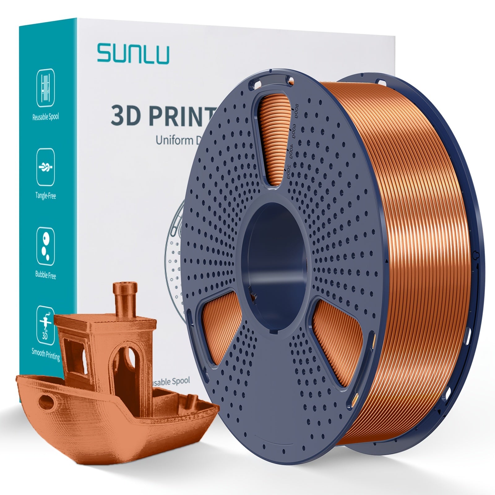 1kg Shiny PLA 3D Printer Filament 1.75mm Light Golden Silk Surface