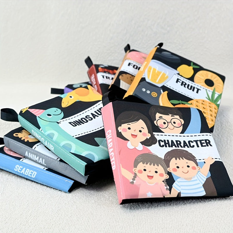 Мягкая тканевая книга для детей и малышей с высококонтрастными черно-белыми яркими иллюстрациями, нетоксичная образовательная игрушка