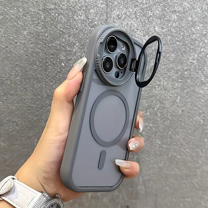 Shockproof Transparent Phone Case with Magnetic Folding Glass Frame and Lanyard for iPhone 16 15 14 Pro Max